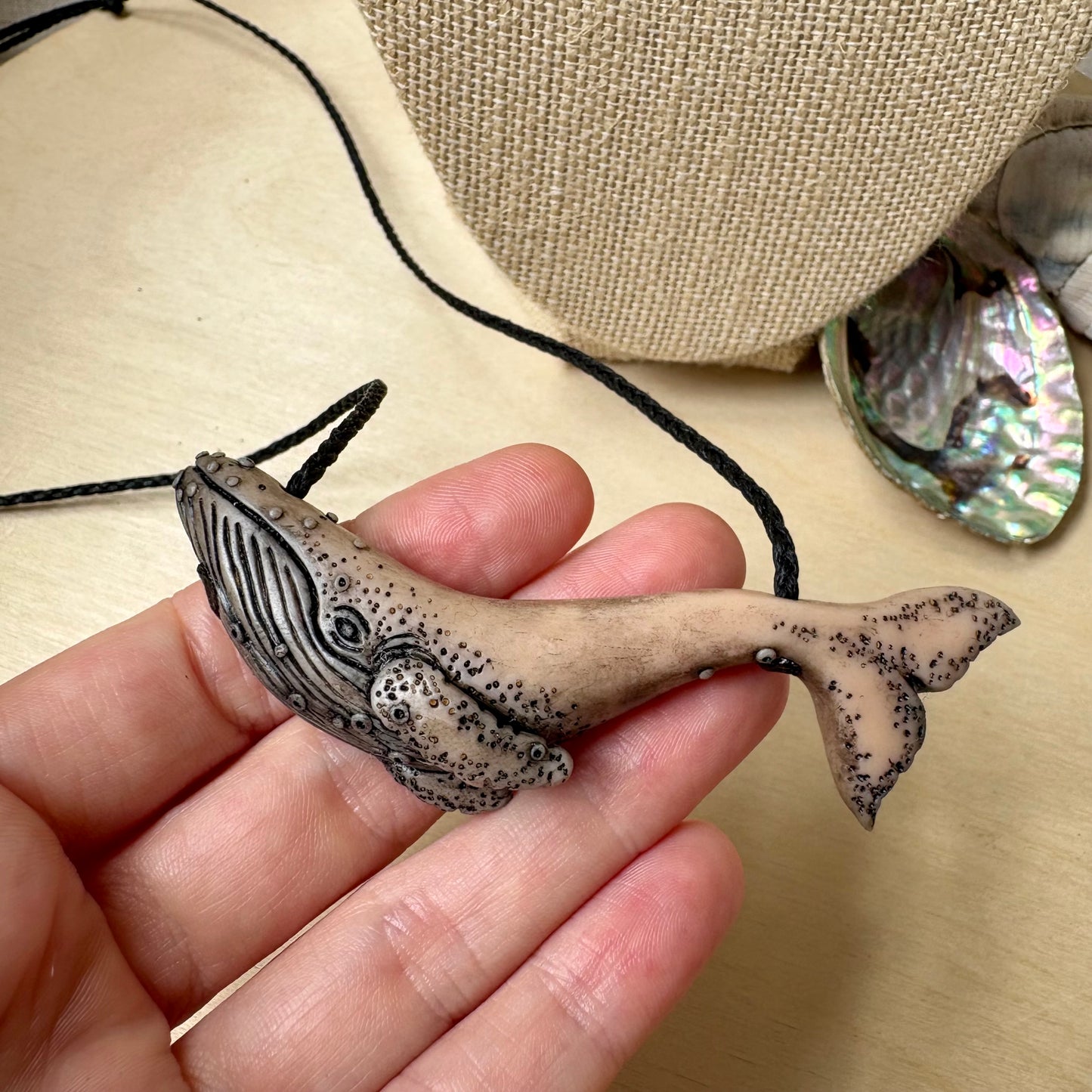 Beige Whale Necklace