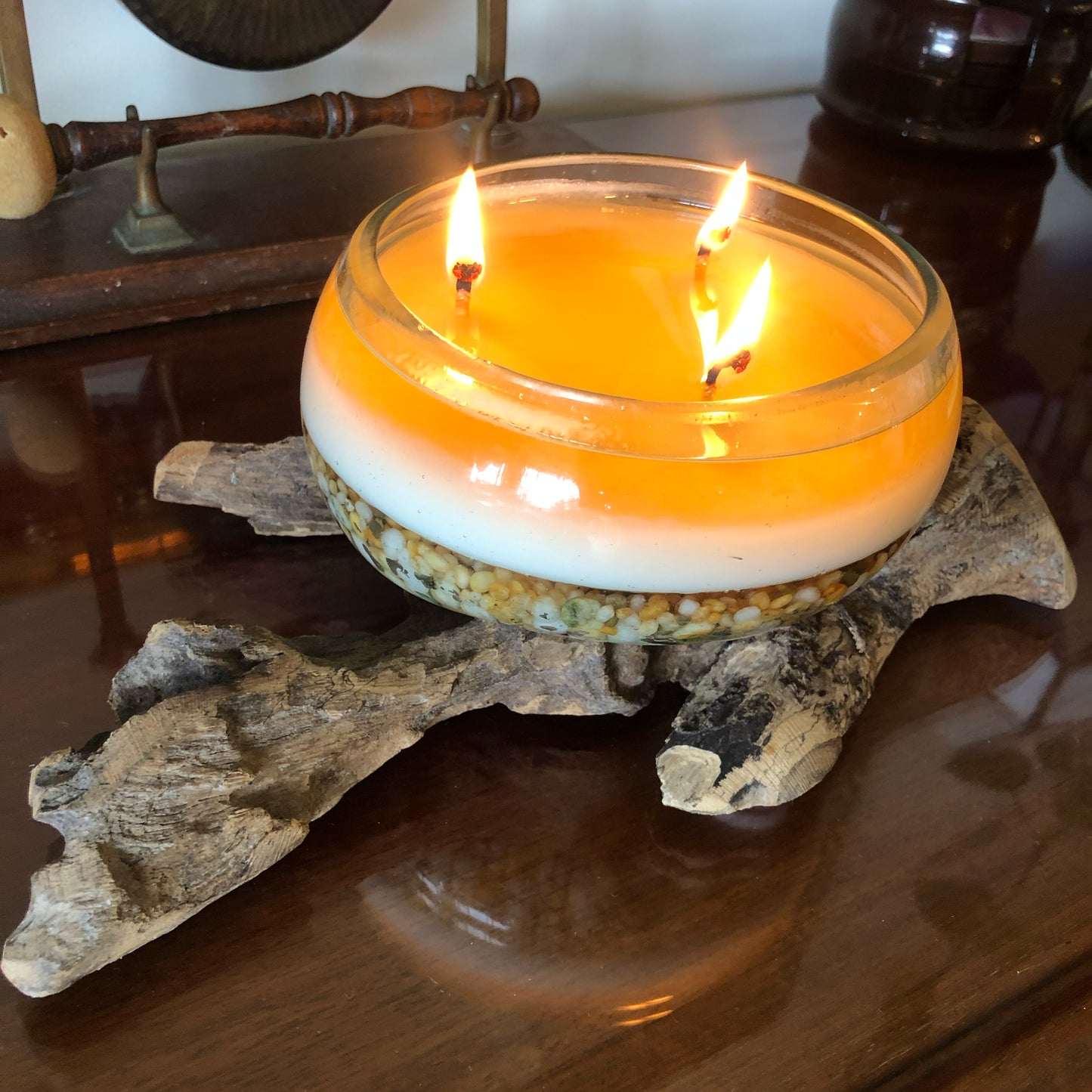 Teak and Glass Candles