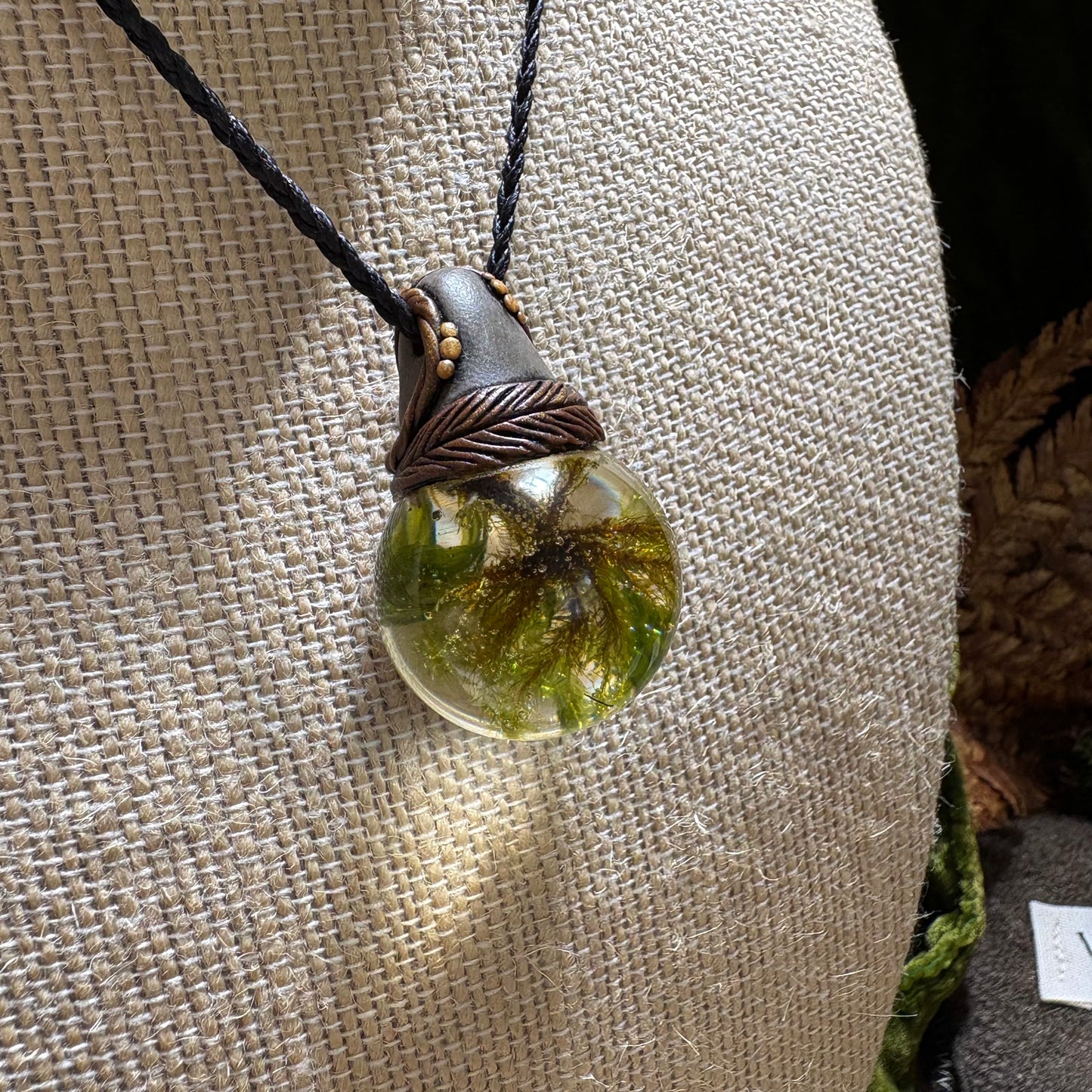 Moss Necklace on cord  - Large