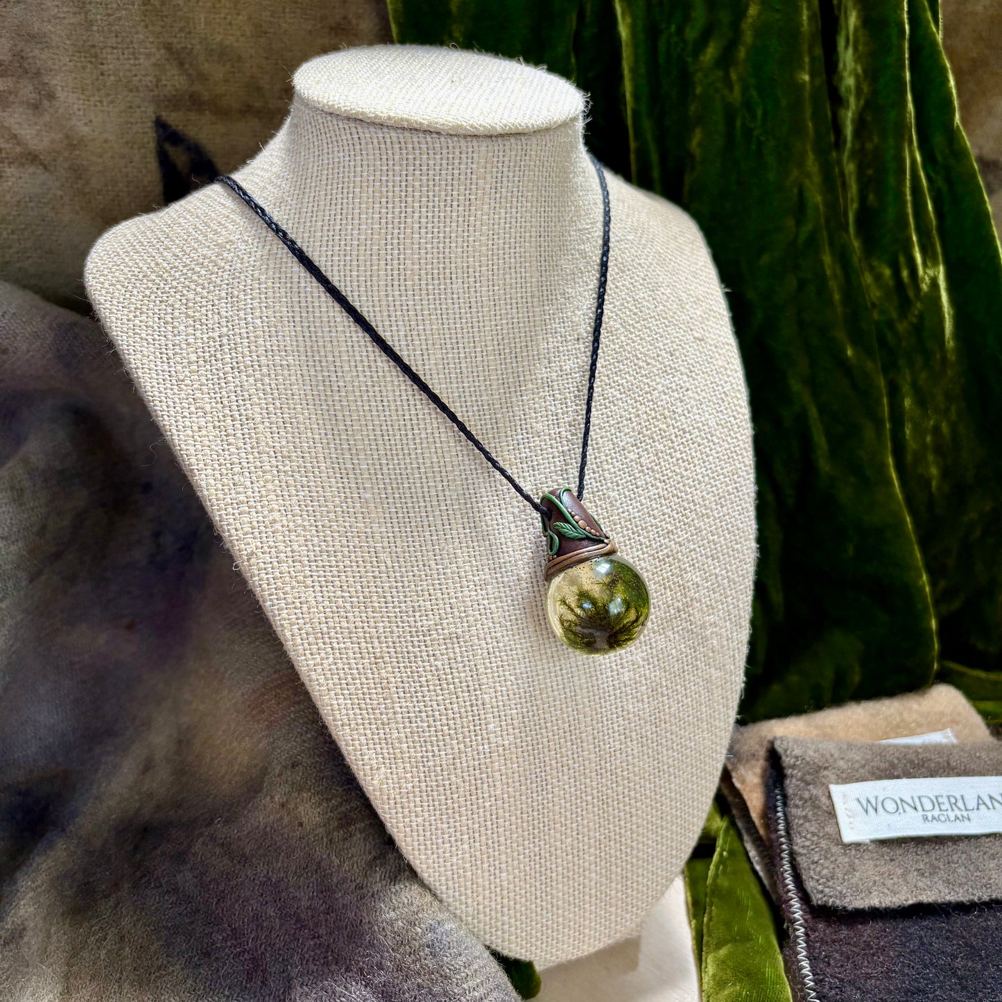 Moss Necklace on cord  - Large