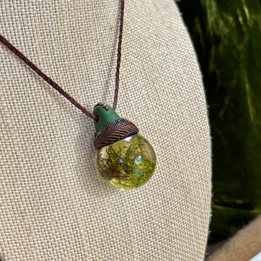 Moss Necklace on cord  - Large