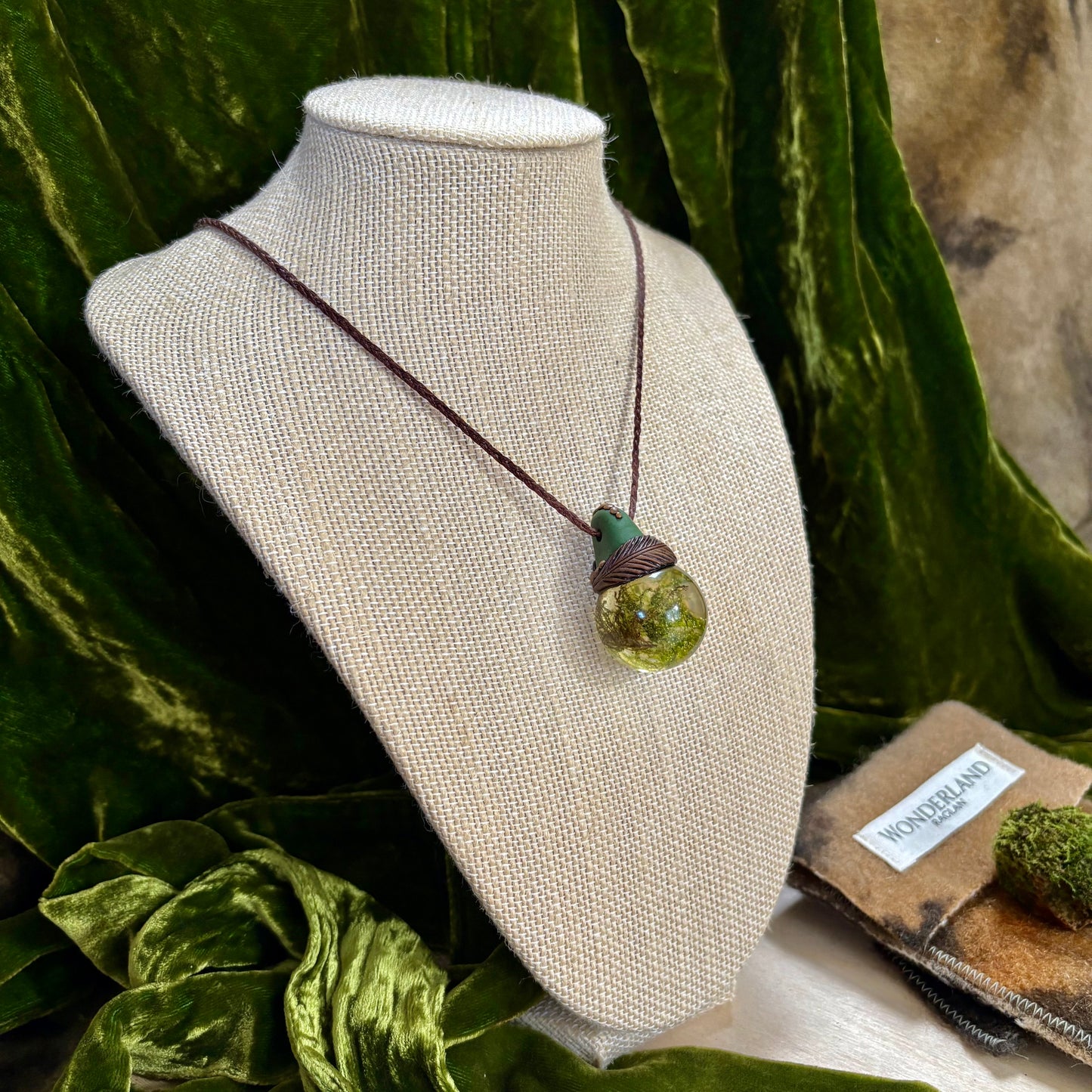 Moss Necklace on cord  - Large