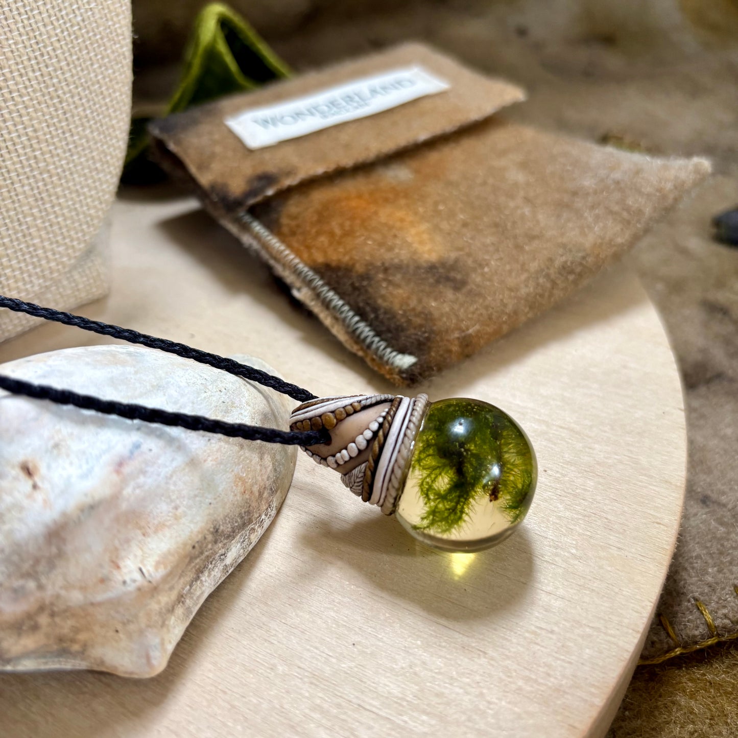 Moss Necklace on cord  - Large
