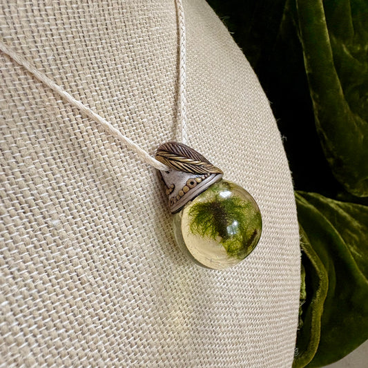 Moss Necklace on cord - Large