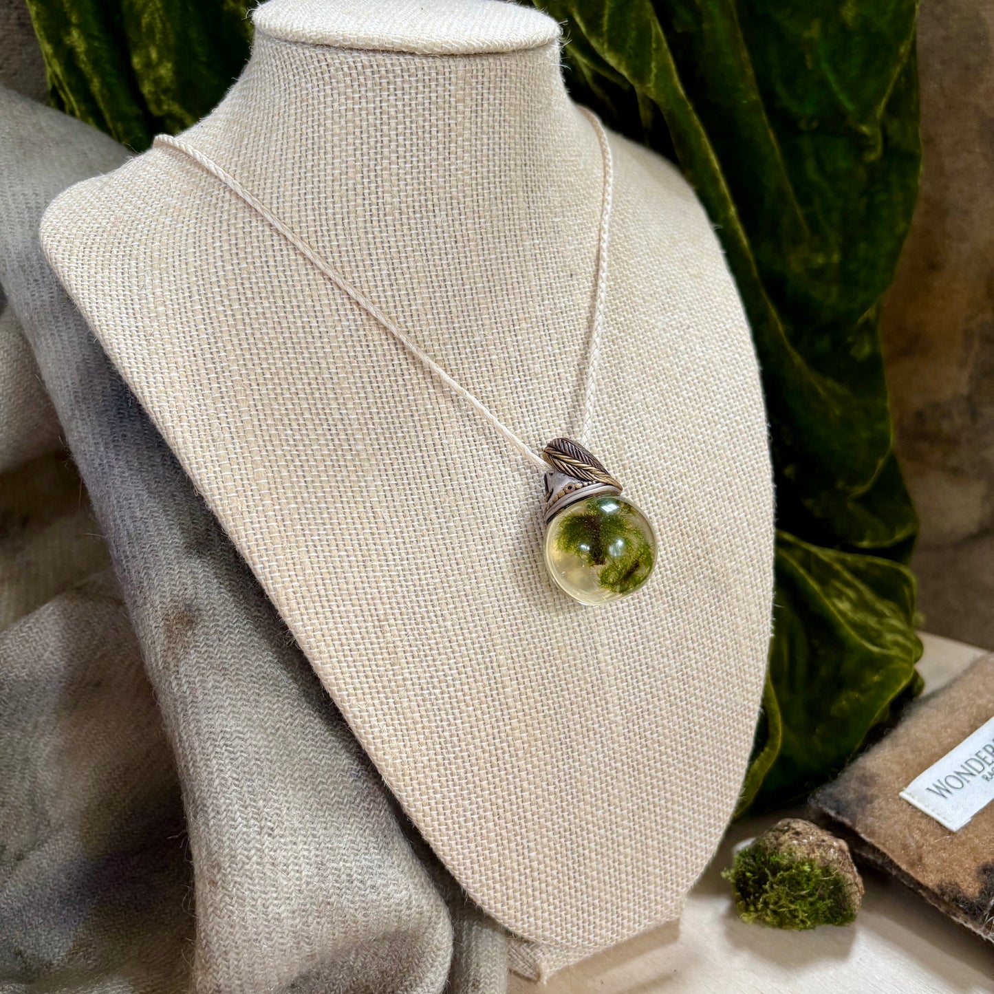 Moss Necklace on cord - Large