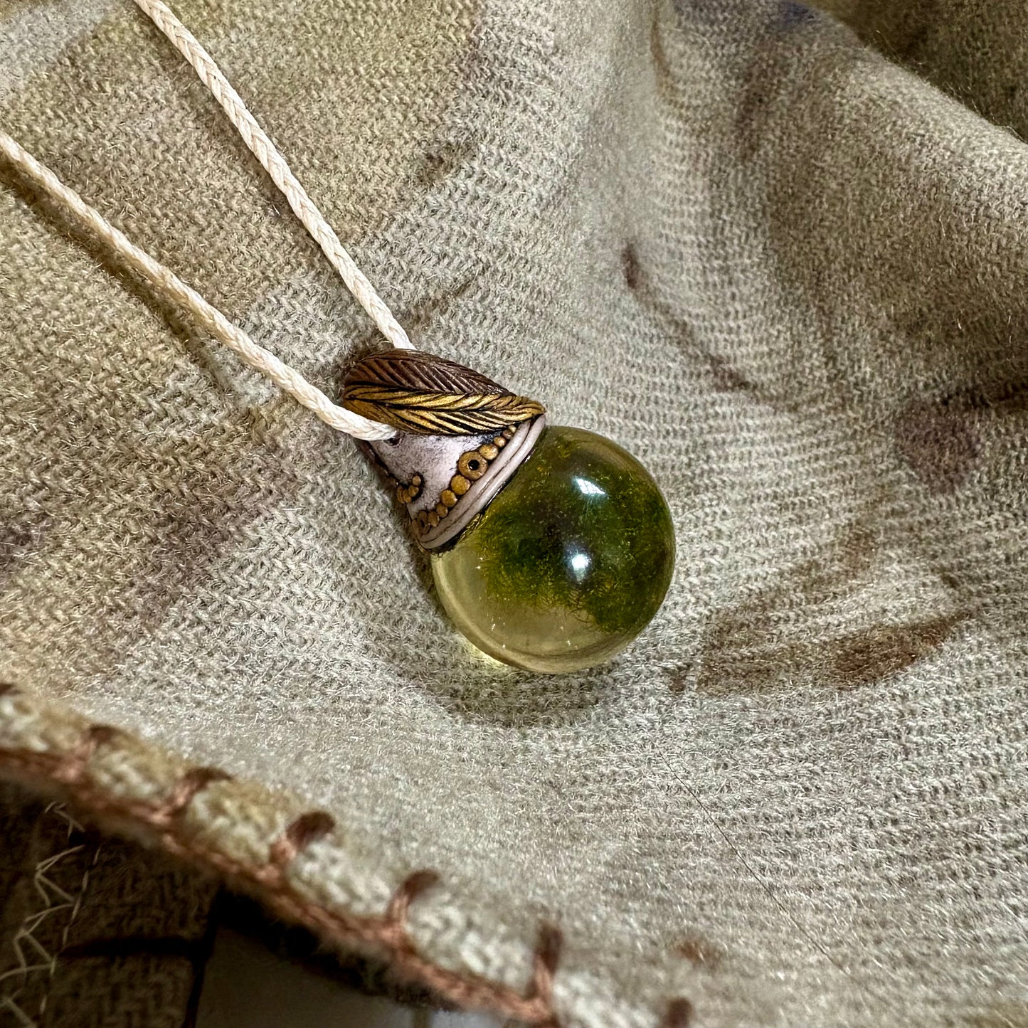 Moss Necklace on cord - Large