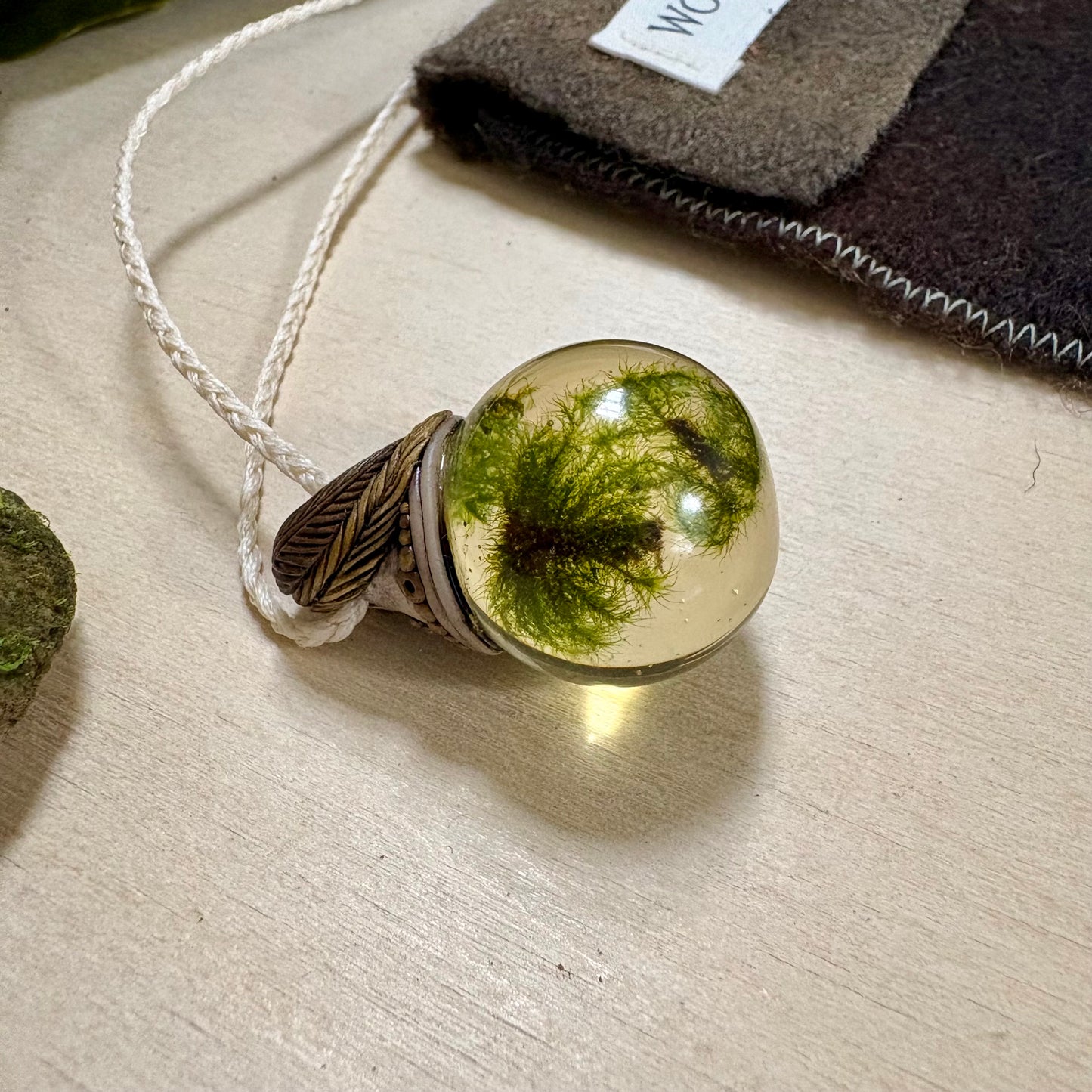 Moss Necklace on cord - Large