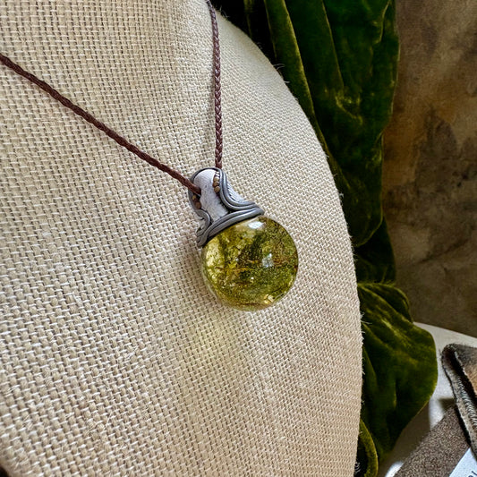 Moss Necklace on cord  - Large