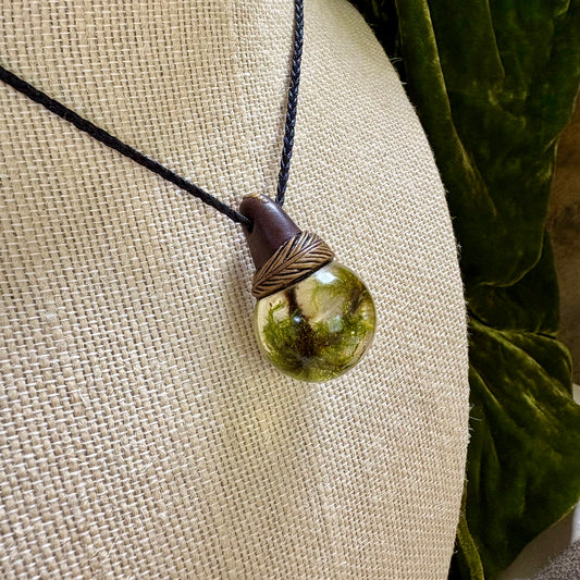 Moss Necklace on cord  - Large