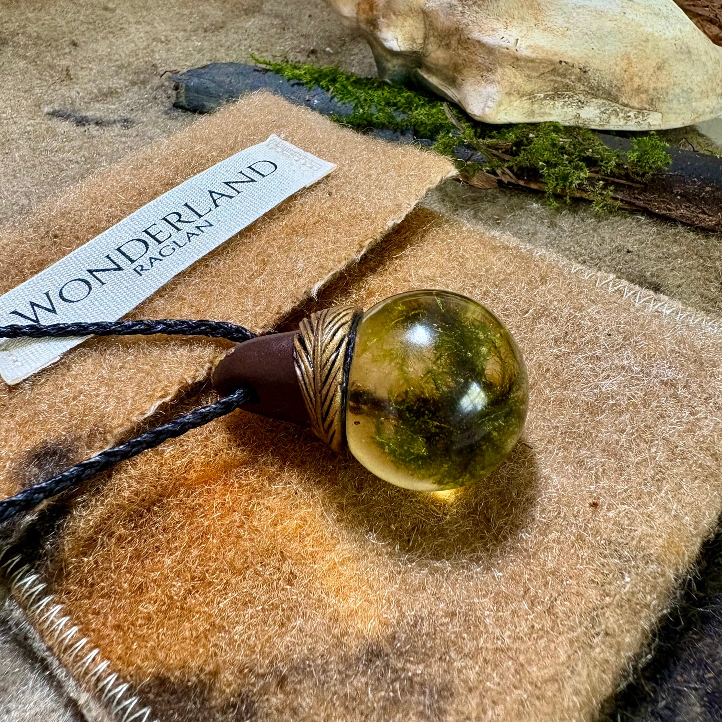 Moss Necklace on cord  - Large
