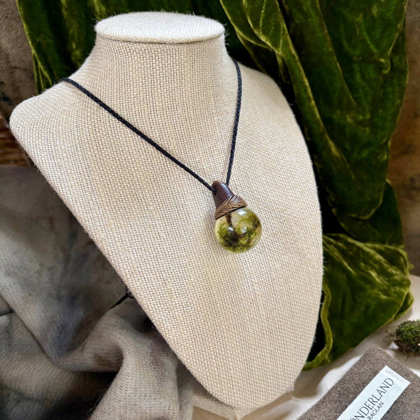 Moss Necklace on cord  - Large