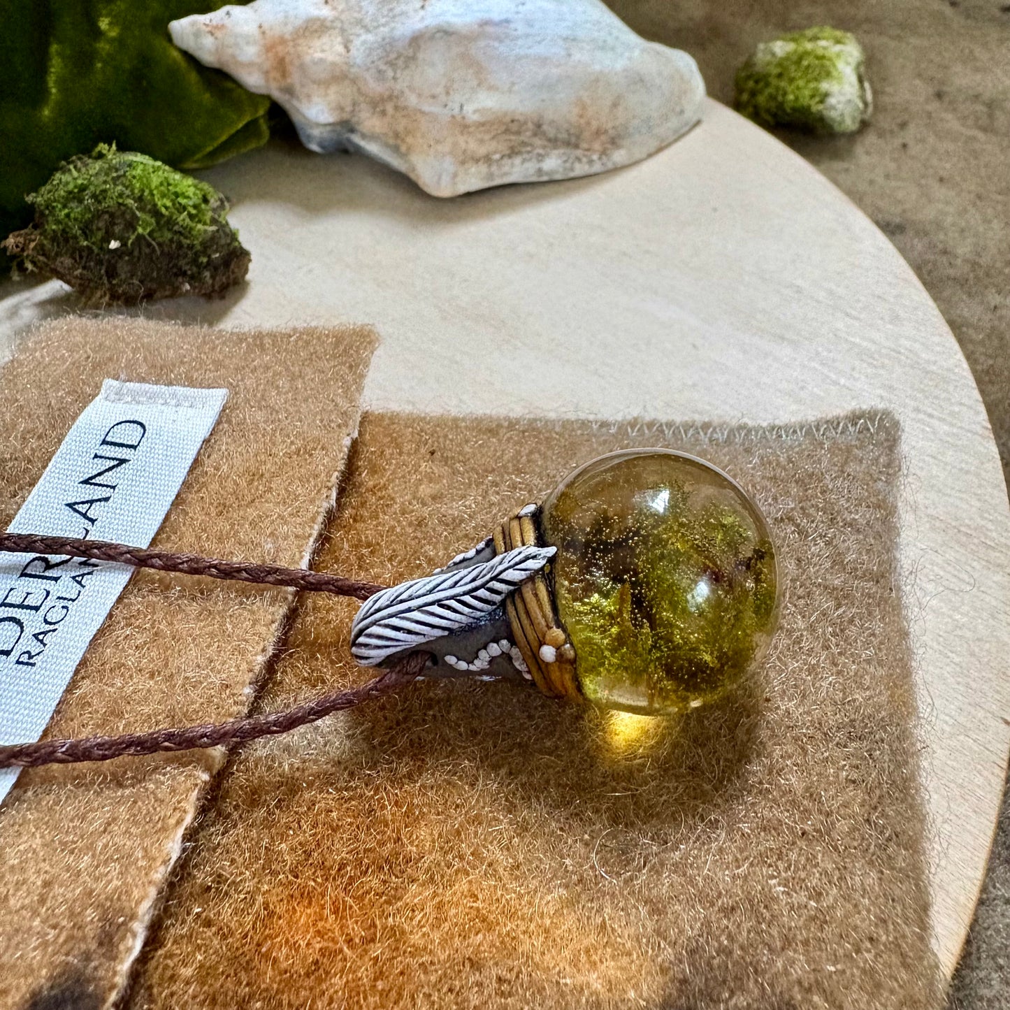 Moss Necklace on cord  - Large