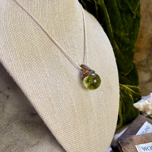 Moss Necklace on cord - Small