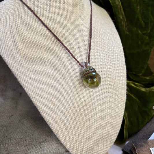 Moss Necklace on cord - Small