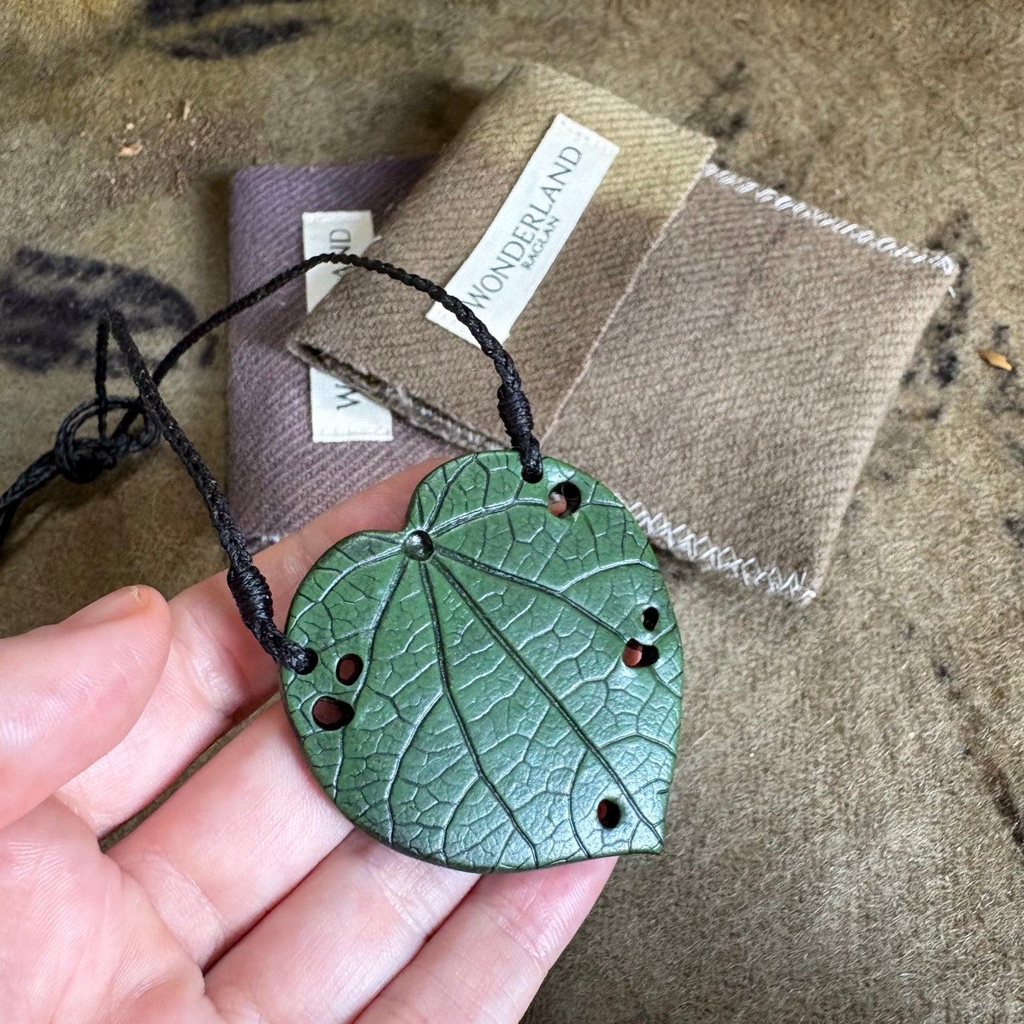 Kawakawa Necklace Large 6cm - black cord