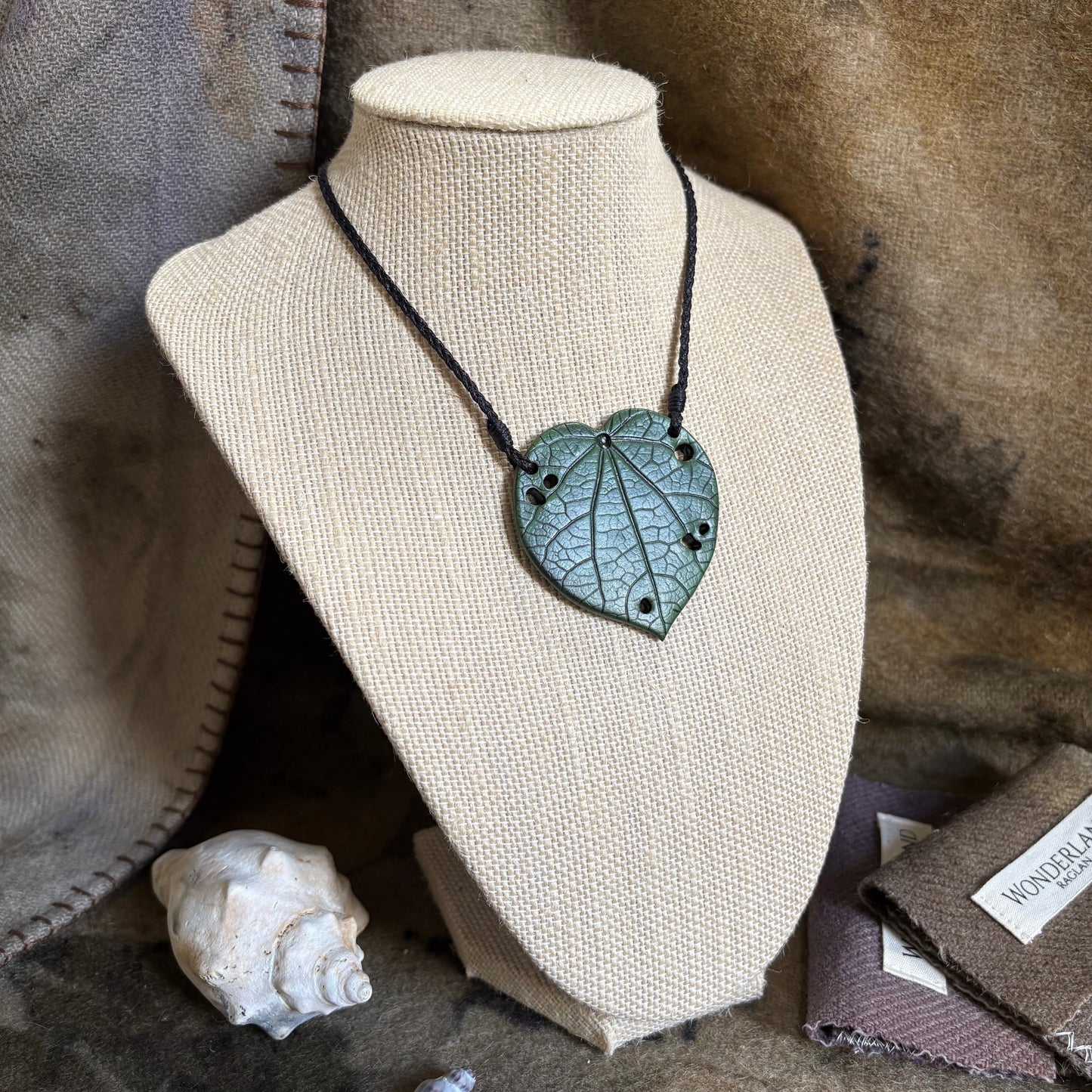 Kawakawa Necklace Large 6cm - black cord
