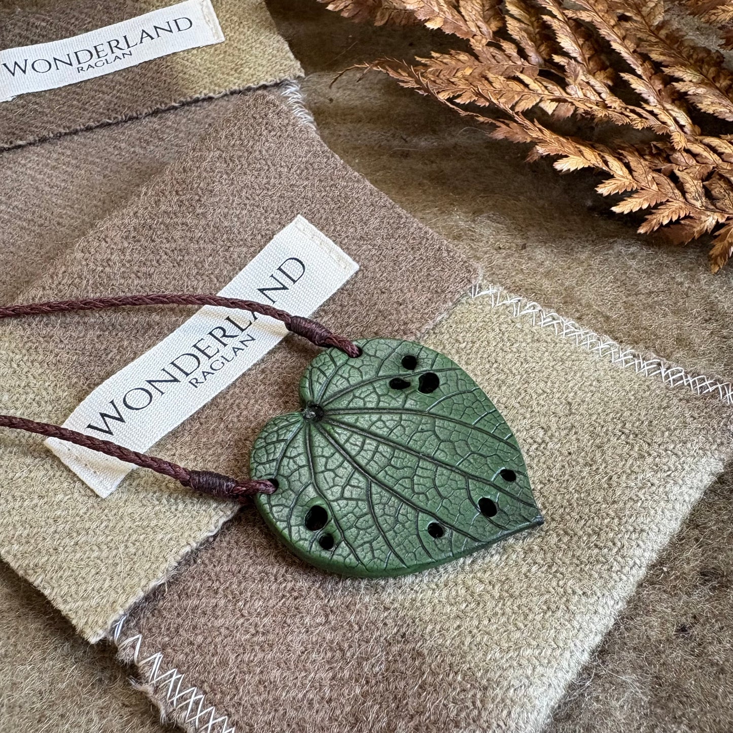 Kawakawa Necklace 4.5cm - Brown cord