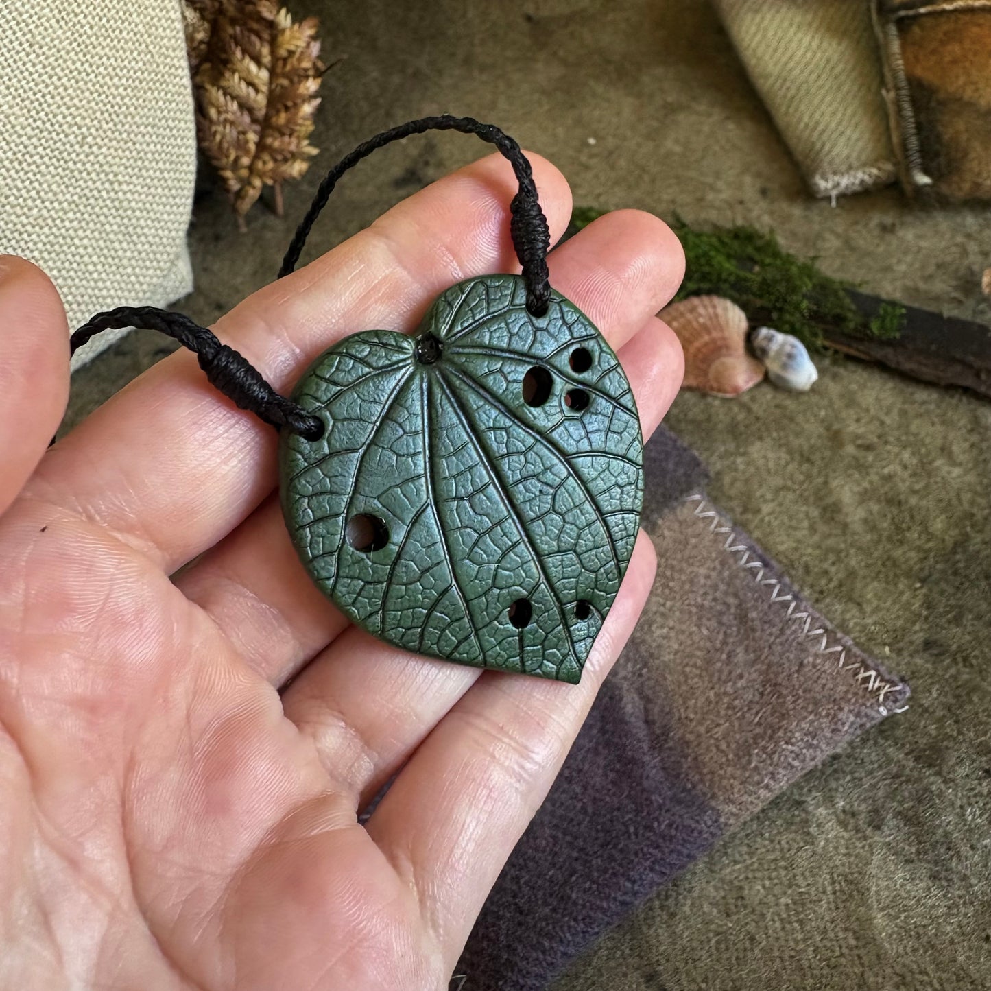 Kawakawa Necklace 4.5cm  - Black Cord