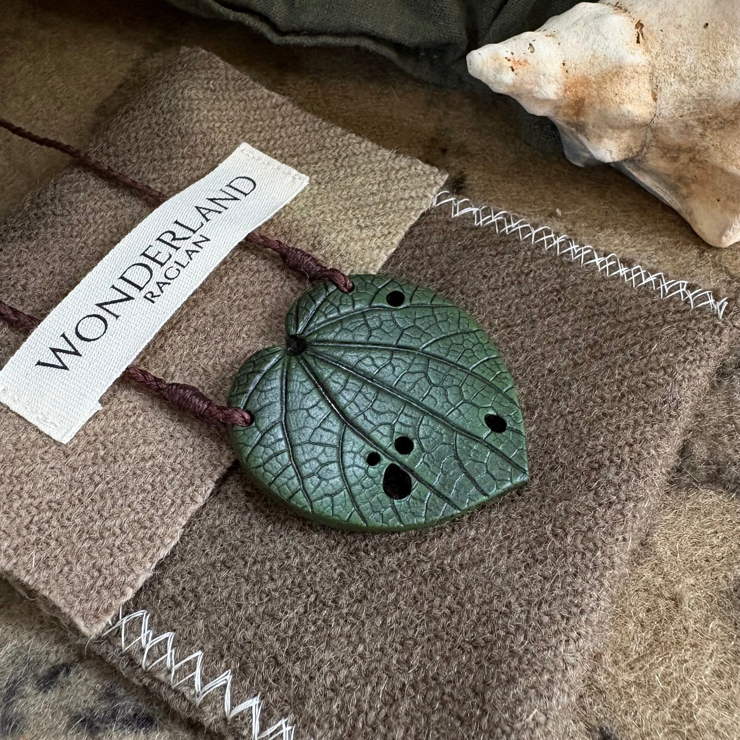 Kawakawa Necklace 4.5cm - Brown Cord