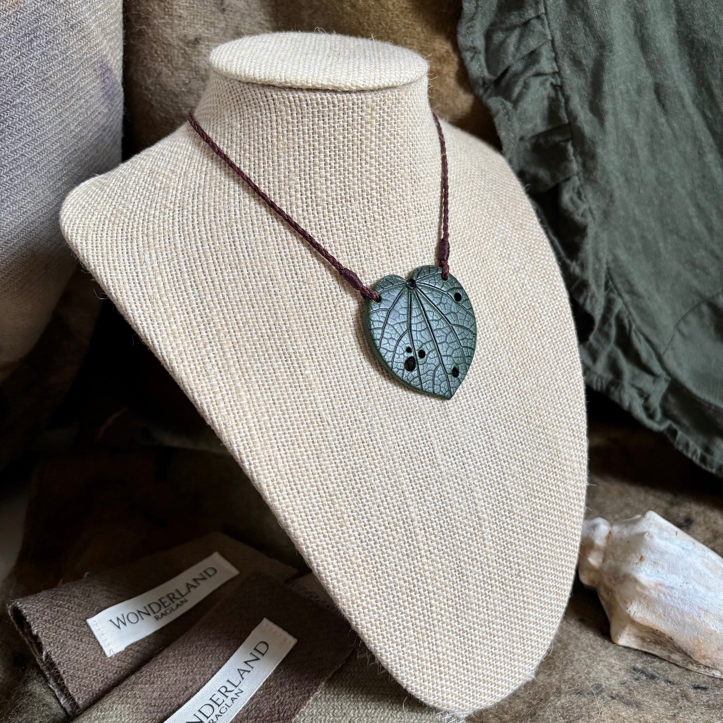 Kawakawa Necklace 4.5cm - Brown Cord